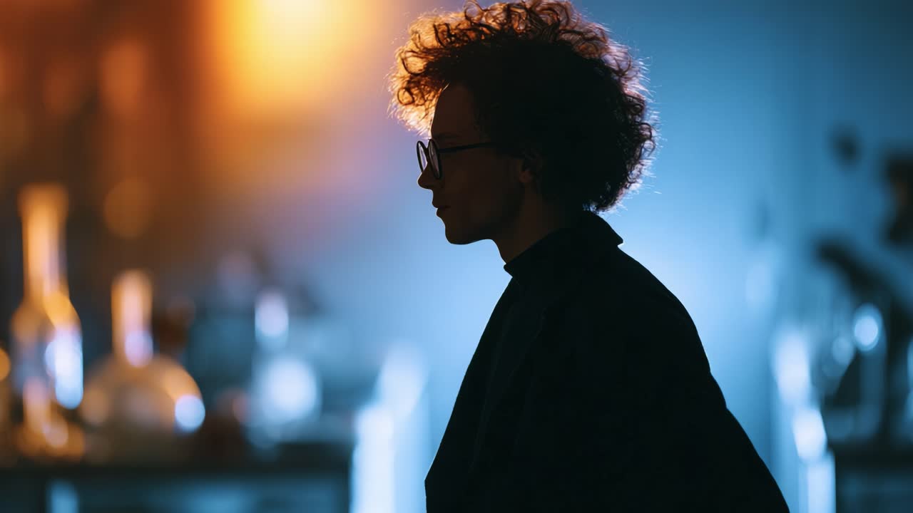 Silhouette of a Thoughtful Individual in a Dreamlike Setting with Abstract Colors and Soft Lighting, Capturing a Moment of Reflection and Inspiration