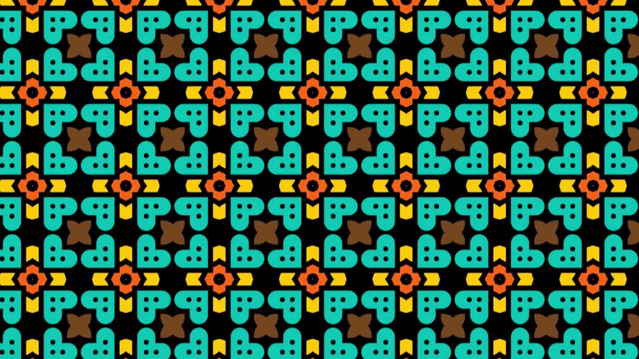 un patrón impecable con círculos turquesas sobre un fondo negro que se desplaza hacia la derecha con la animación de la diapositiva