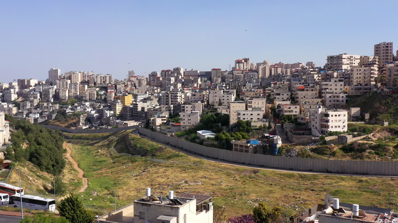 Israel and Palestine Divided By security Wall Aerial View