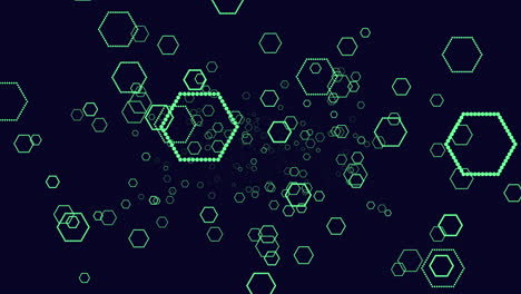 floating yellow circles arranged in hexagonal pattern on black background