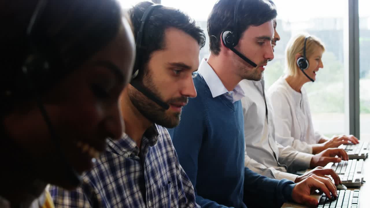 Group of business executive with headset
