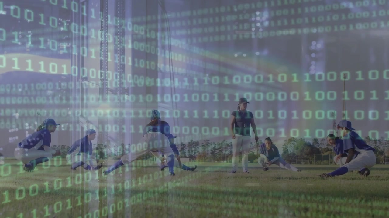Animation of data processing over diverse female baseball players