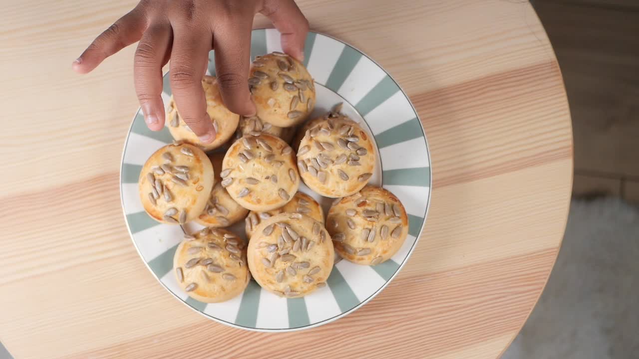 Sunflower seed buns on a plate