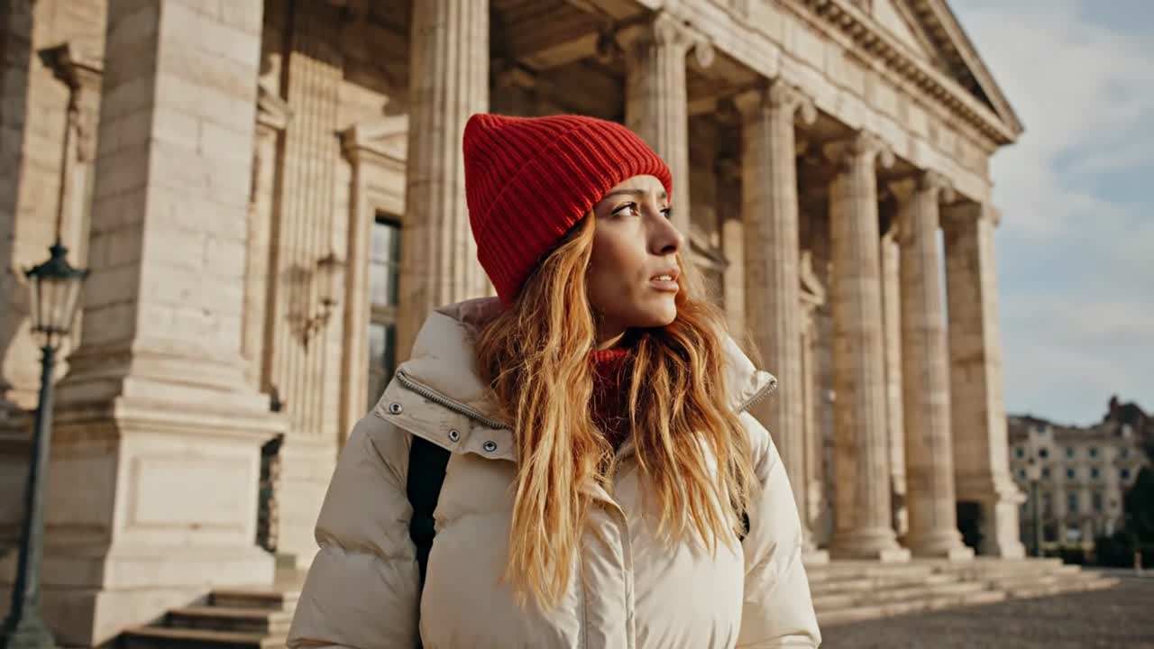 Donna in viaggio in città che legge una mappa cartacea
