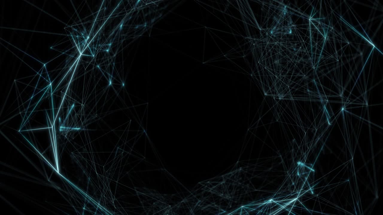 Abstract digital technology network plexus tunnel loop motion