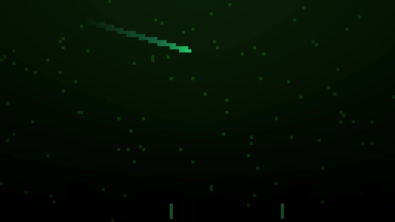 Green Pixelated Shooting Star on Dark Background