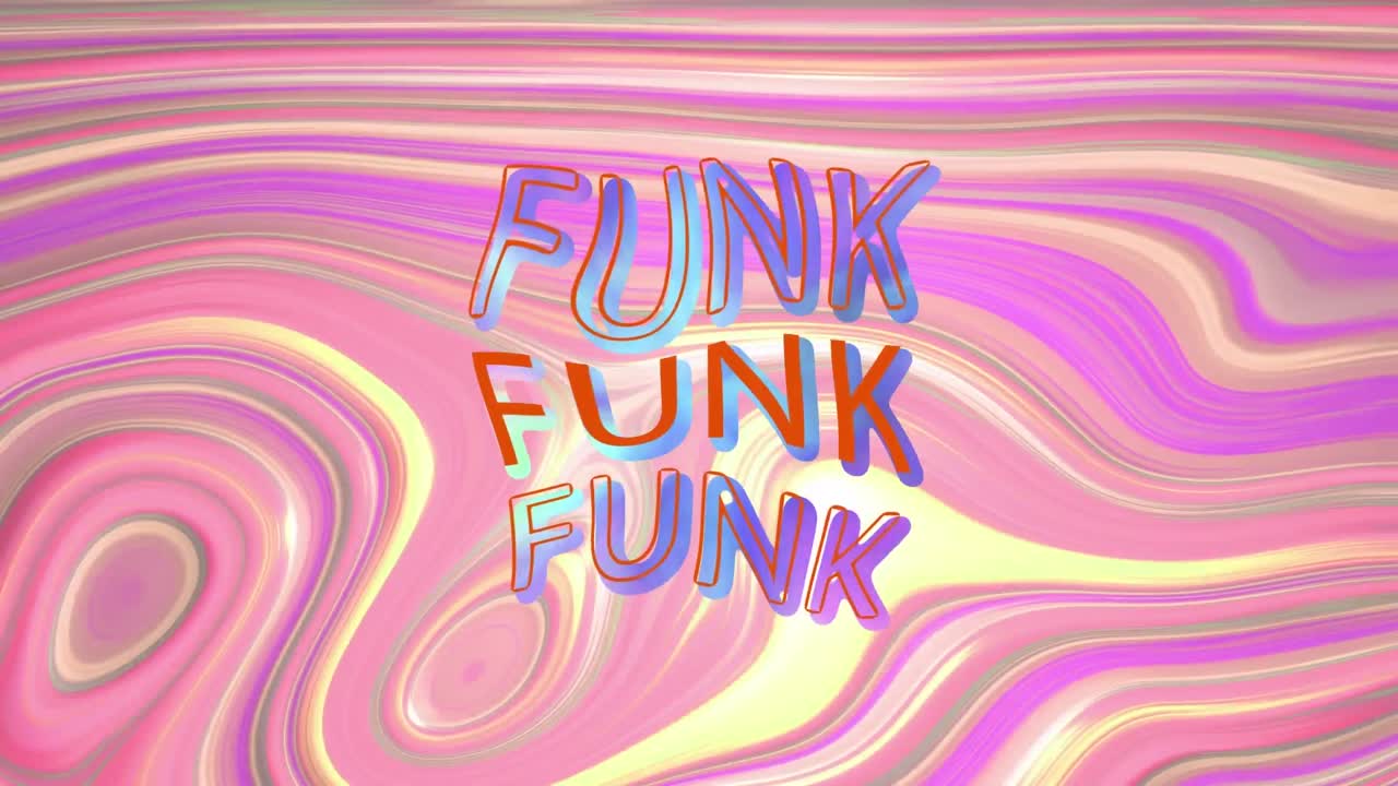 animación del texto funk sobre un fondo líquido rosado