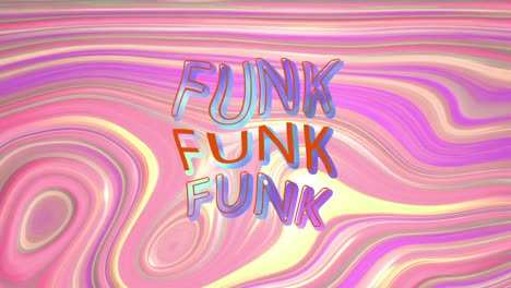 Animation of funk text over pink liquid background