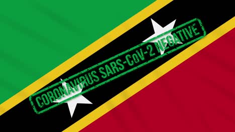 saint kitts and nevis swaying flag with stamp of freedom from coronavirus loop