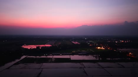 sunset over rice paddies