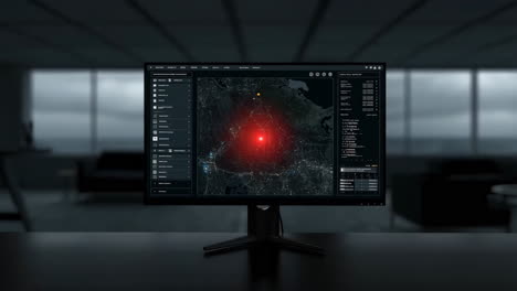 data visualization on computer monitor in modern office