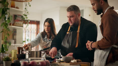 friends cooking together