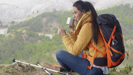 active young female backpacker