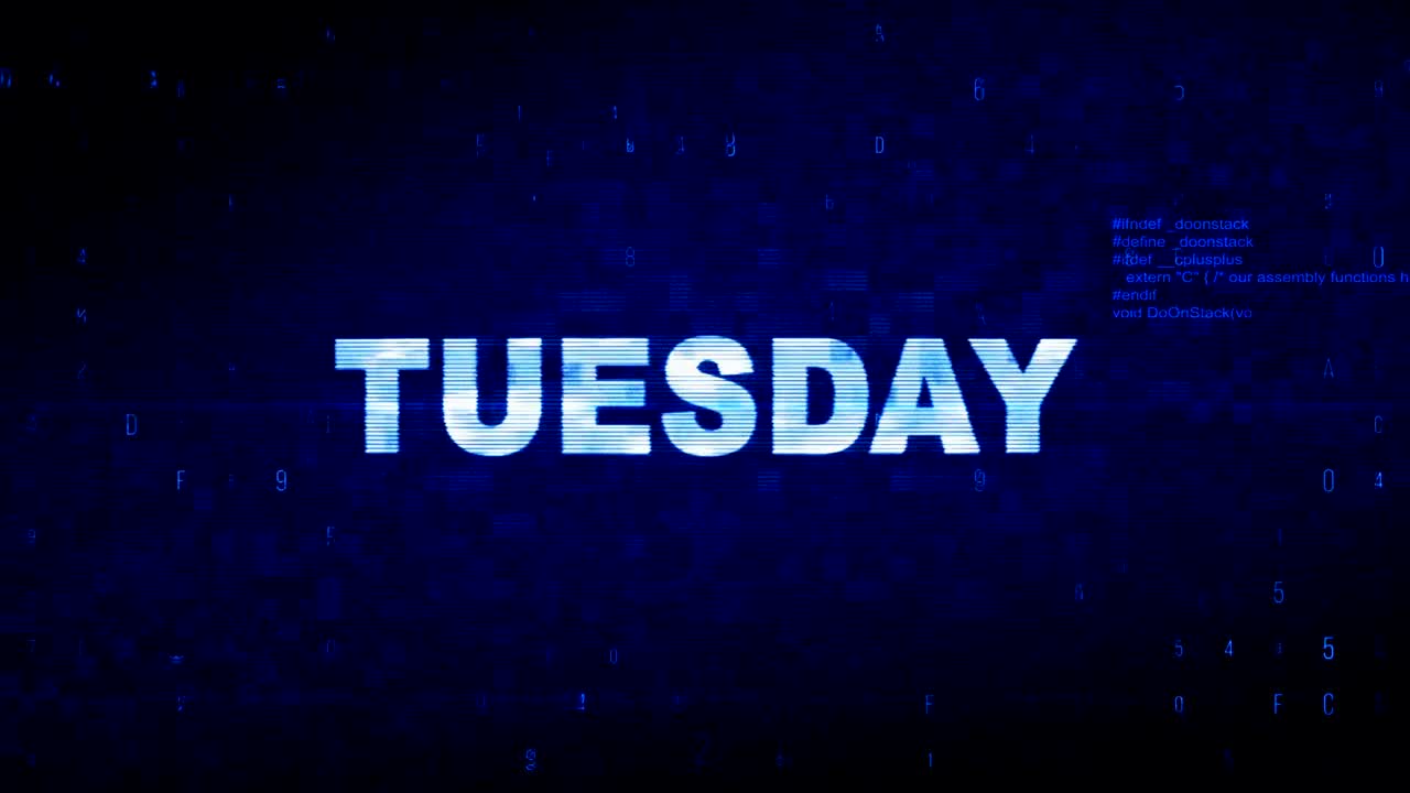 martes texto ruido digital sacudida glitch distorsión efecto error animación