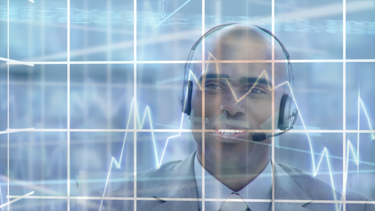 agente del centro de llamadas y gráficos