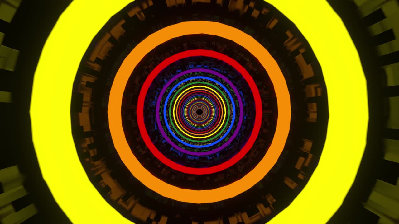 Tunnel con colori LGBT. Movimento astratto in un tunnel rotondo. Render 3D