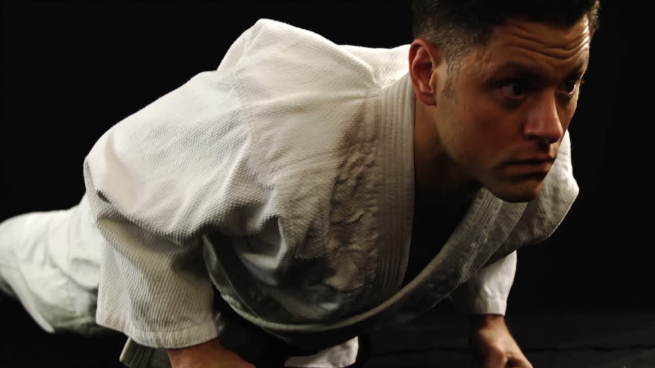 푸시업 을 하는 카라테 남자