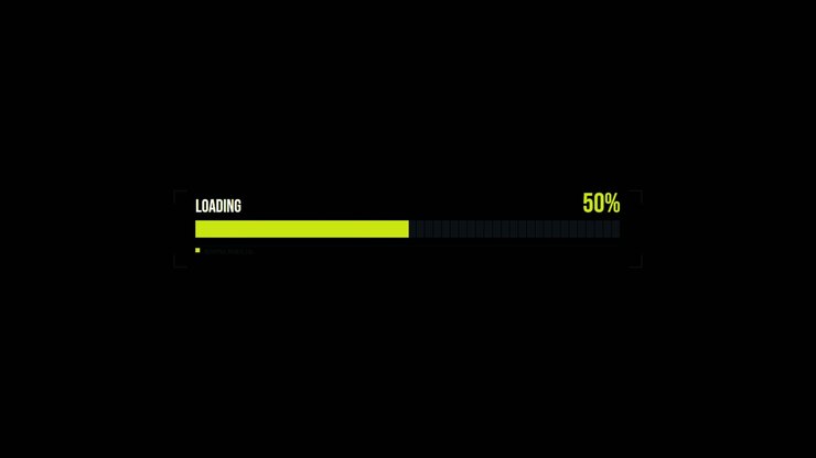 Digital Loading Progress Bar Animation on Black Background