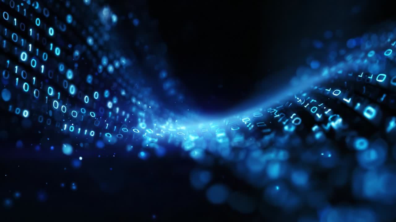 A Stunning Visual Representation of Digital Data Flow, Showcasing Streams of Binary Code in a Mesmerizing Blue Glow, Illustrating the Connectivity and Complexity of Modern Computing Technologies