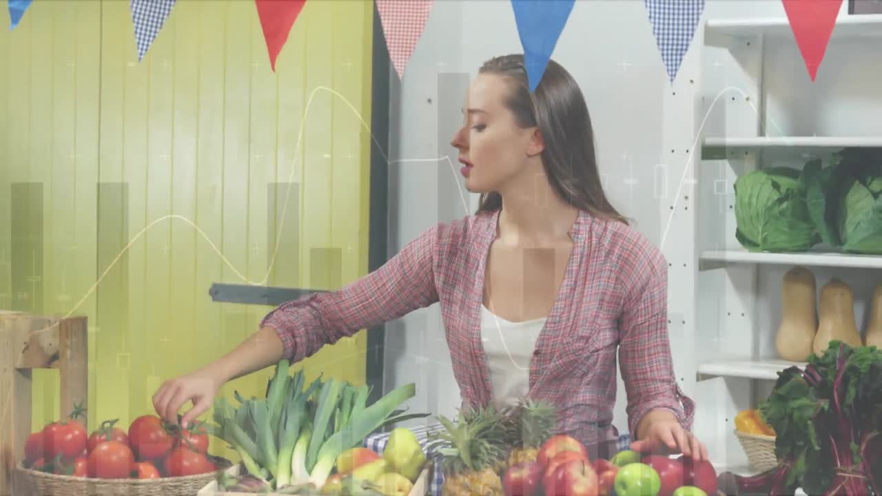 animación del procesamiento de datos financieros y estadísticas sobre las compras de las mujeres