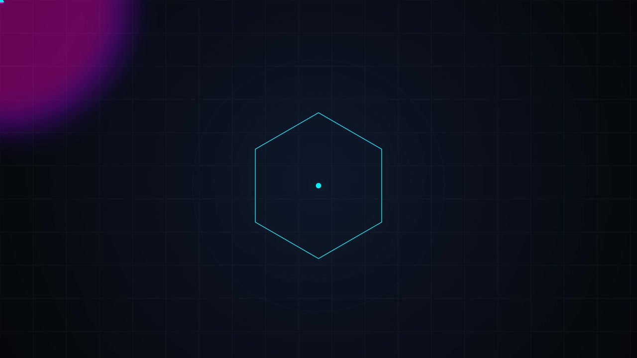 Abstract Digital Hexagon Graphic with Glowing Center Point