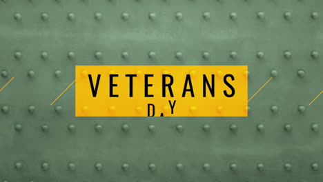 veterans day on steel and green military texture