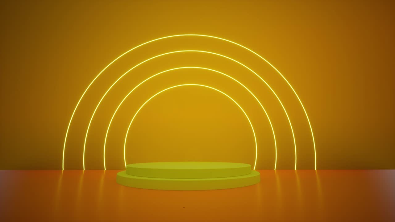 escena del podio de maqueta de neón amarillo vacío imágenes de diseño minimalista elegante 4k