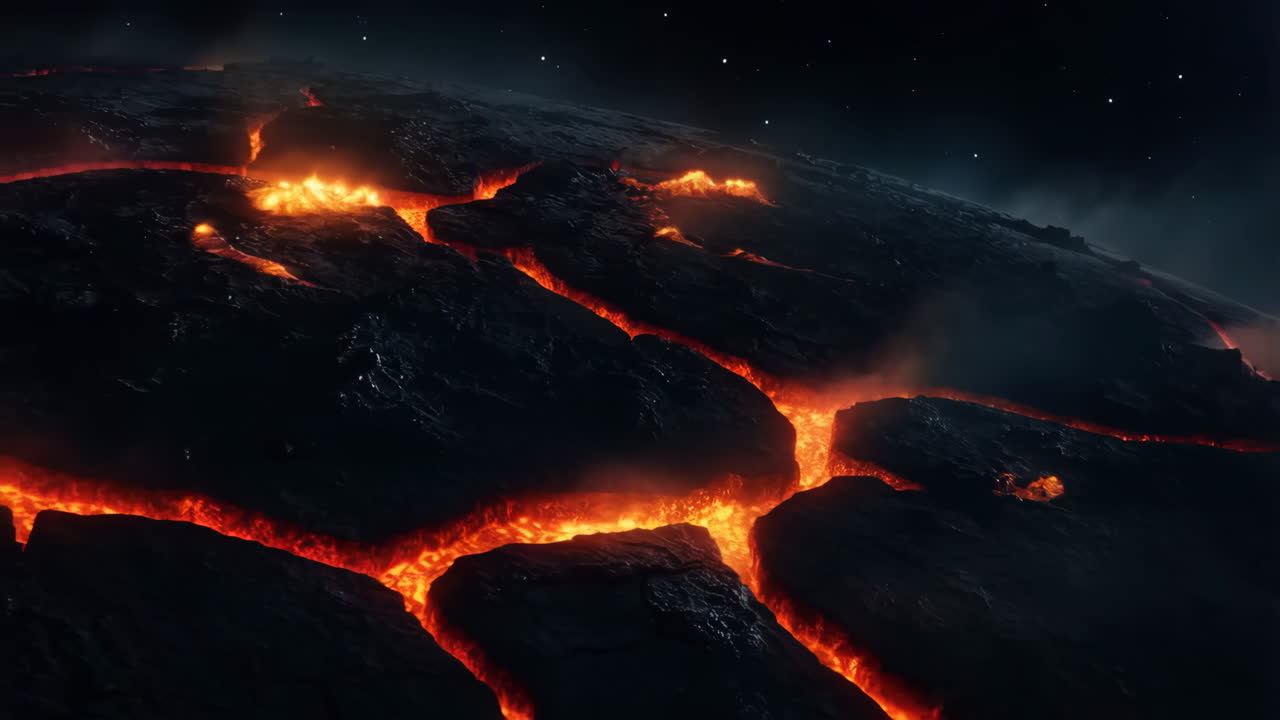 Molten Cracks on a Dark Planetary Surface