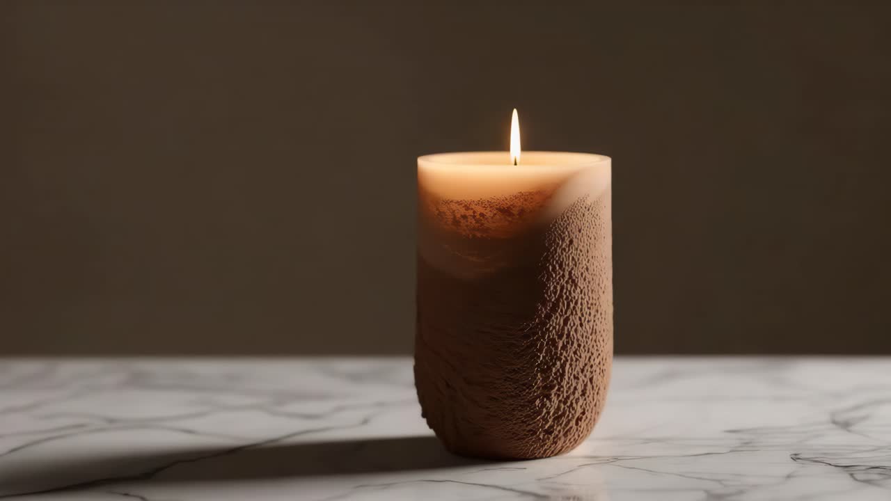 vela marrón aromática en una mesa de mármol