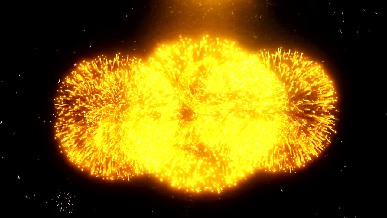 el texto del deseo de muharram en los fuegos artificiales muestra partículas de explosión.