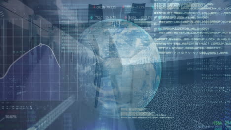 animation of financial data processing over globe