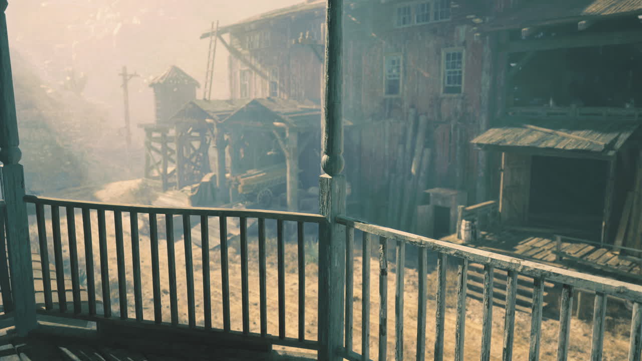 Abandoned Western Farm in Fog