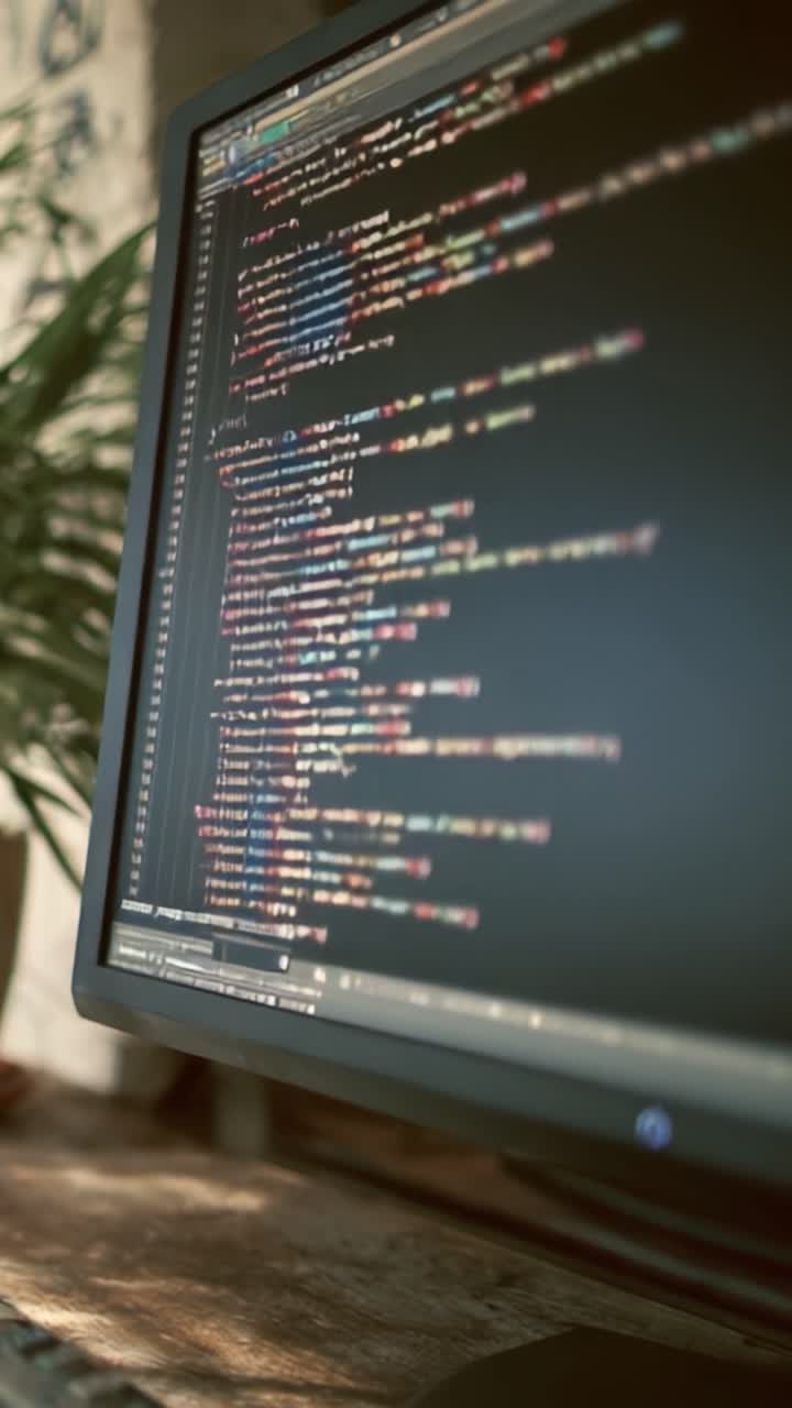 A Close-Up View of Code on a Computer Screen, Highlighting Lines of Programming Language with Colorful Syntax, Set Against a Natural Background