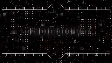 animación de pantalla digital negra con procesamiento de datos