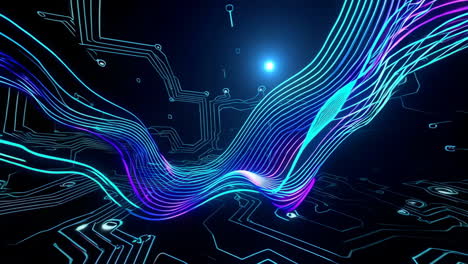 abstract circuit board design with glowing lines