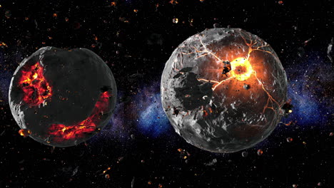 planetary collision in space