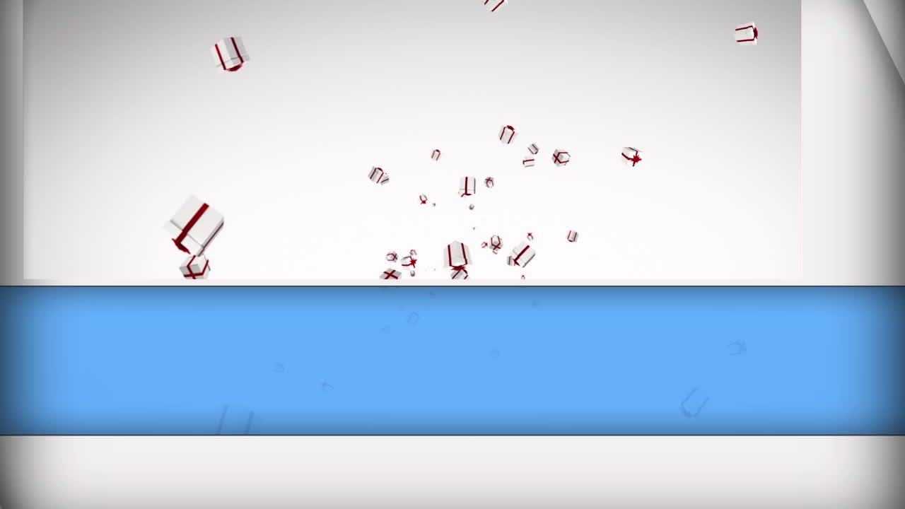 animación de regalos que caen sobre un fondo blanco