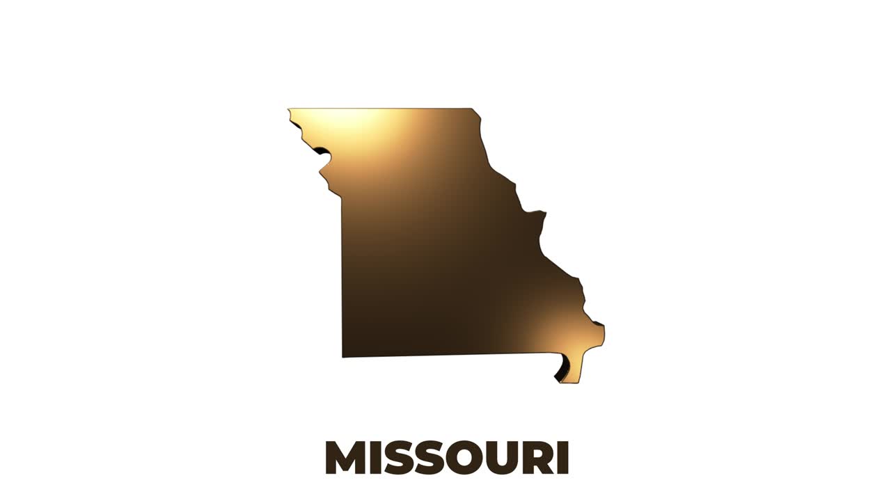 미국 미주리 주 - 지도에 애니메이션 3d 골드 위치 마커 - 비디오에서 화면 투명성 모드를 사용하여 사용하기 쉽습니다.