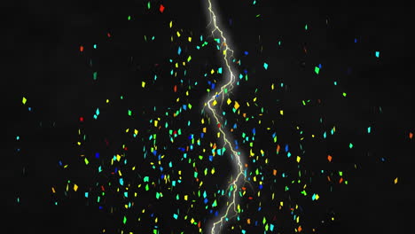 animation of confetti over lightning on black background