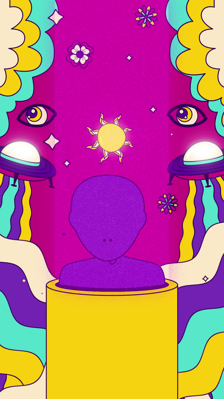 gráfico de movimiento de fondo retro de los años 60 y 70 dibujado a mano