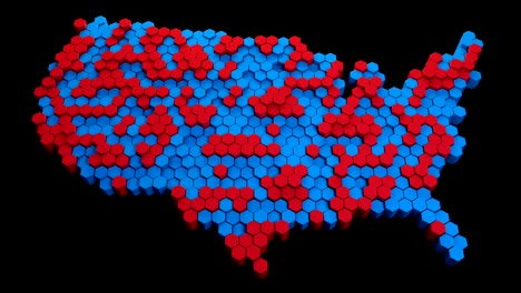 united states map made of hexagons - loop