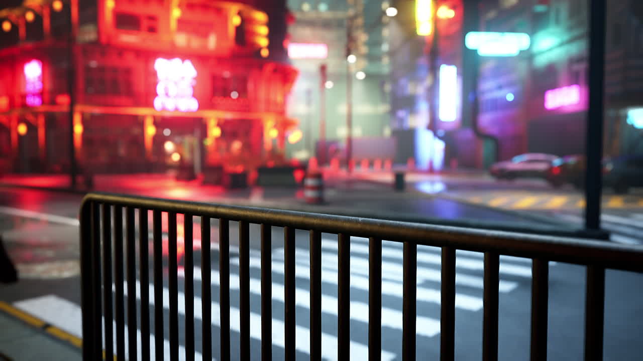 la calle nocturna de la ciudad cyberpunk