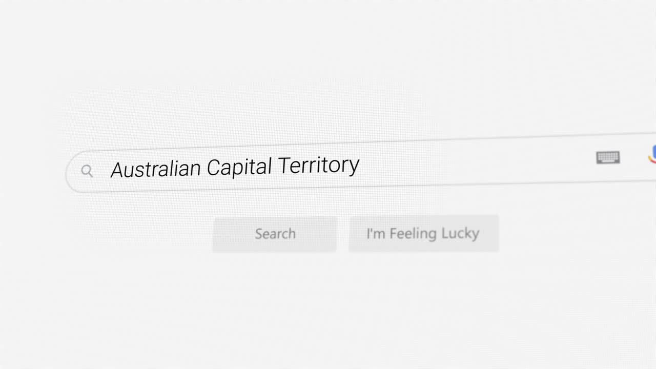 Searching for Australian Capital Territory on Internet browser