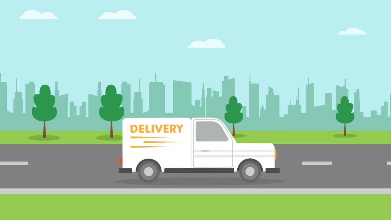 도로에서 빠르게 움직이는 배달 차