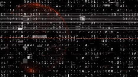 animación de una placa de circuito de computadora azul sobre el procesamiento de datos binarios, en negro