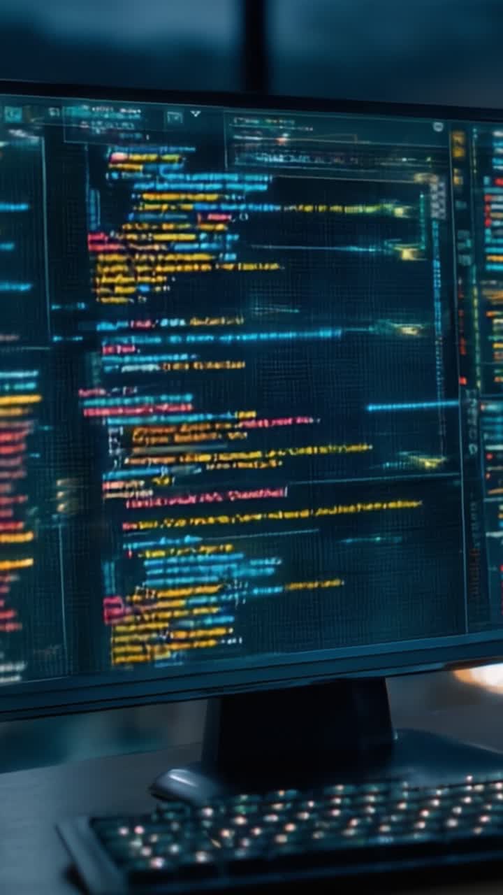 An Insightful Glimpse into a Dynamic Coding Environment on a Computer Screen Displaying Complex Code Syntax and Colorful Programming Elements