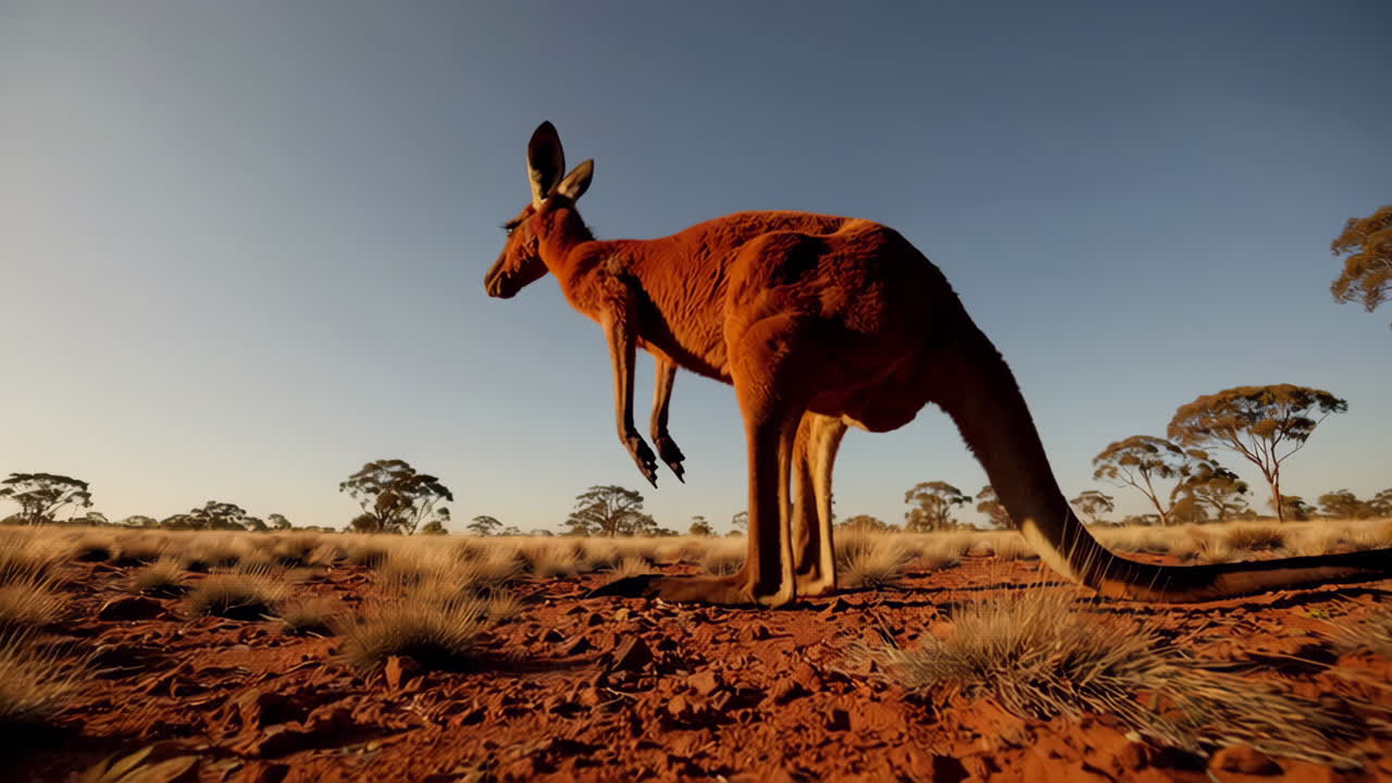 Red Kangaroo in Australian Outback | Premium Stock Video Footage