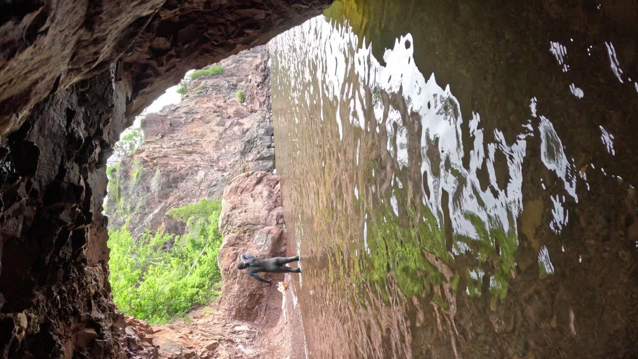 Exploring a Dark Cave and Underwater Wonders