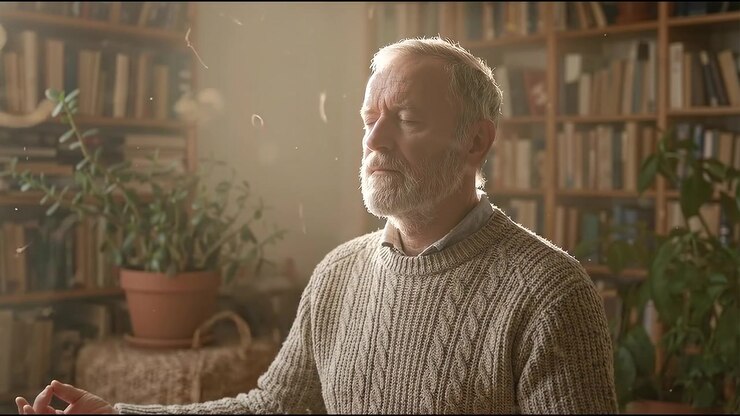 Person finding peace in a bright room