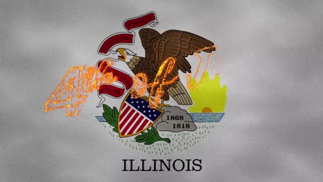 illinois flag background for 4th of july fire lettering, loop